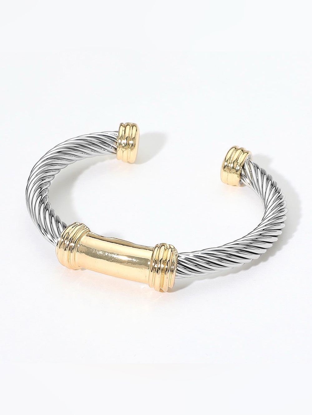 14K Gold Plated Two Tone Metal Cuff Bracelet